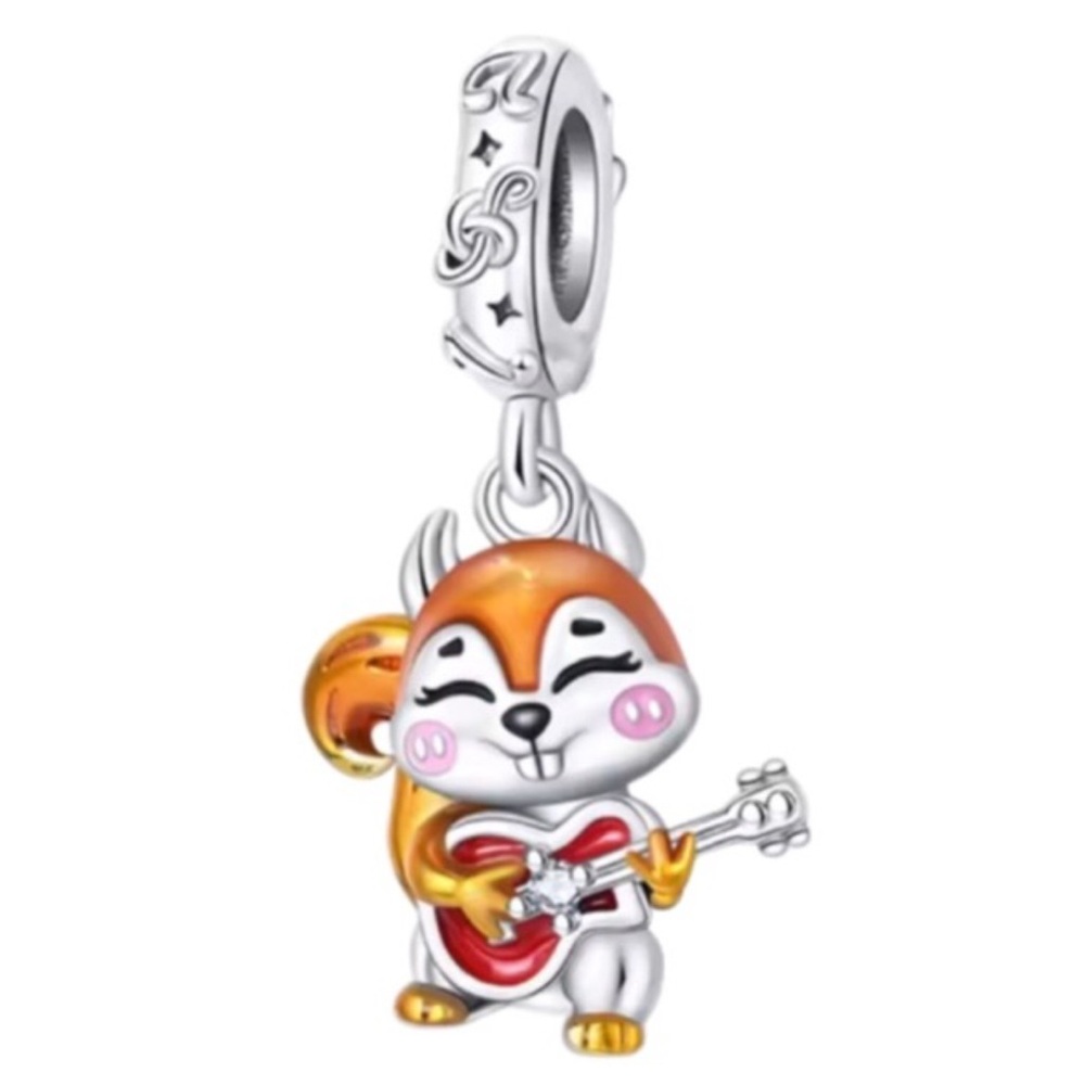 Country Festival Guitar Squirrel Charm Pandora Style